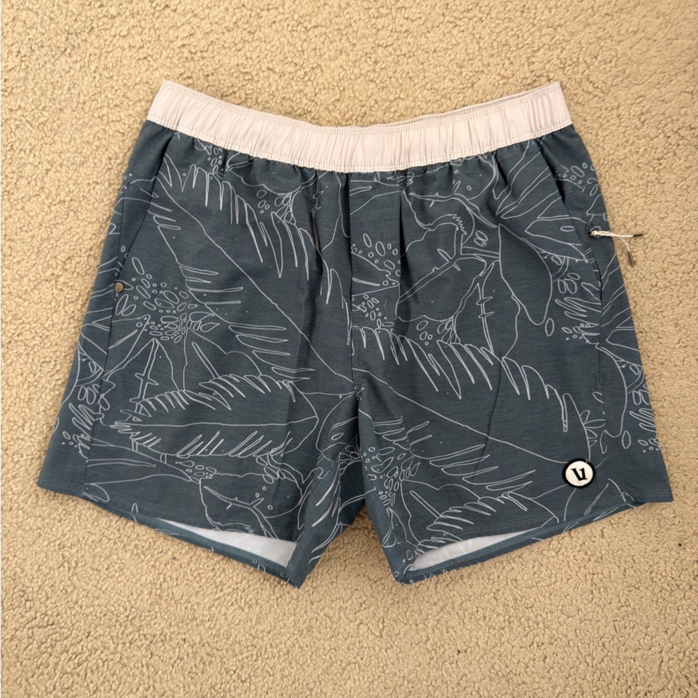 Vuori Gray Men Swim Hybrids, 5” inseam